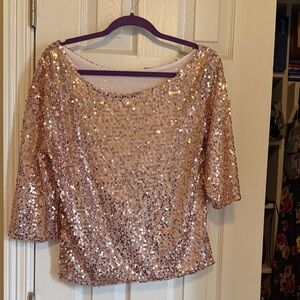 Elegant Sequin Women's Blouse - Rose Gold